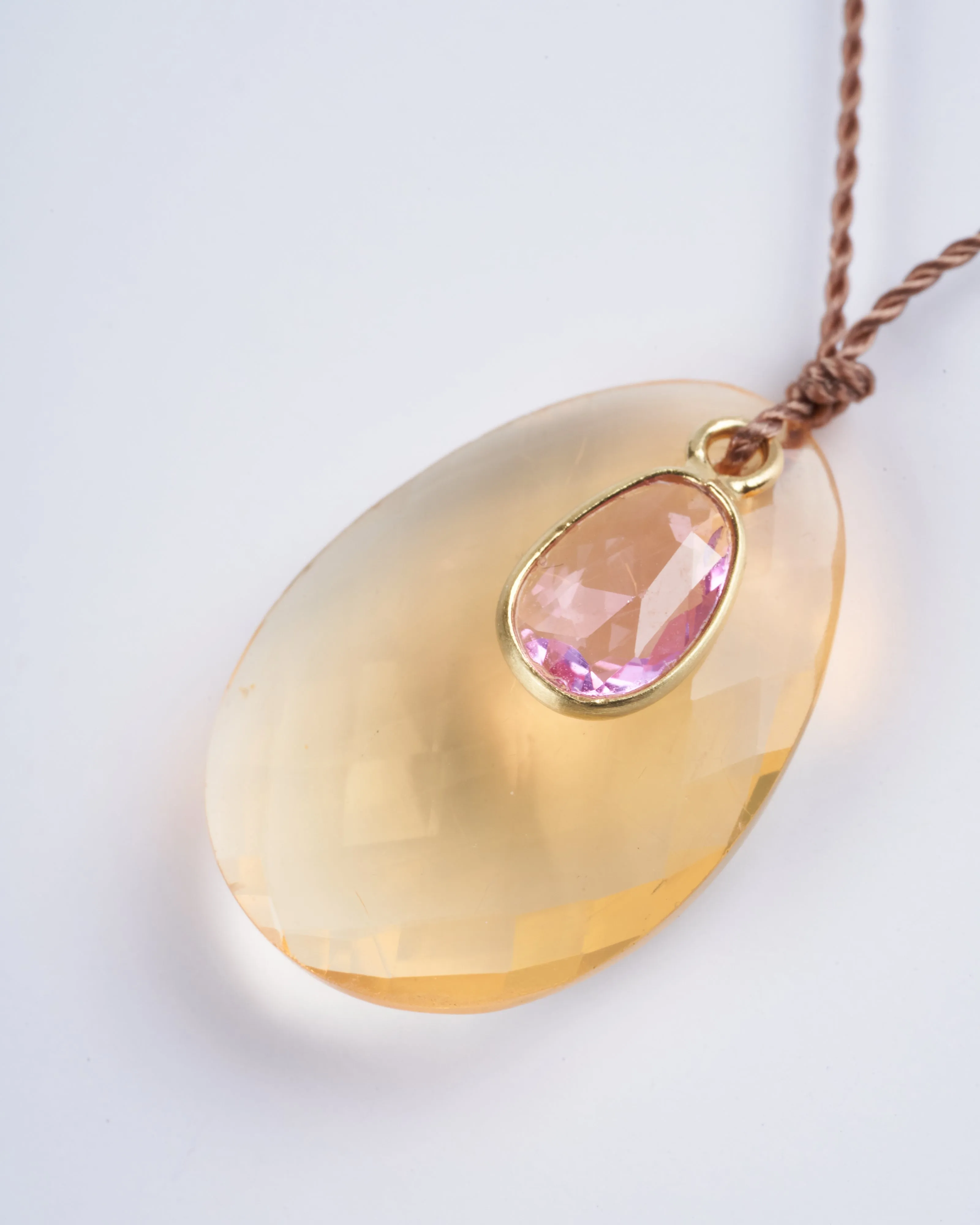 fire opal and and pink sapphire necklace
