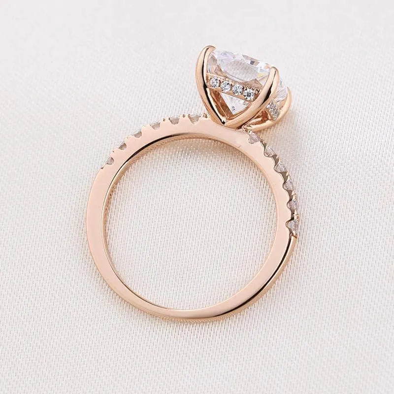 Flash Sale - 3.0ct Cushion Cut Rose Gold Clear Simulated Sapphire Wedding Ring Set