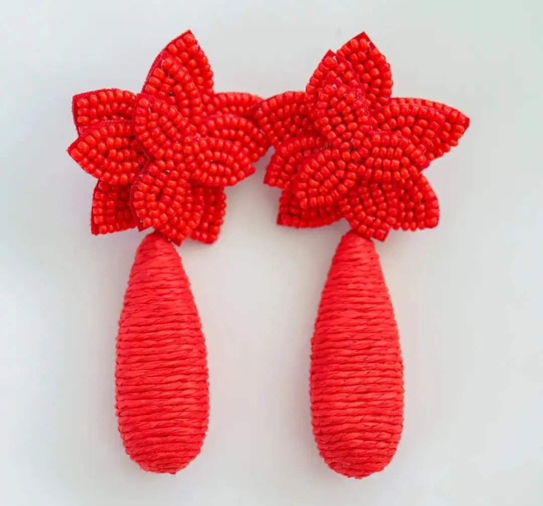 Flora Dangle Earrings  Ruby Red