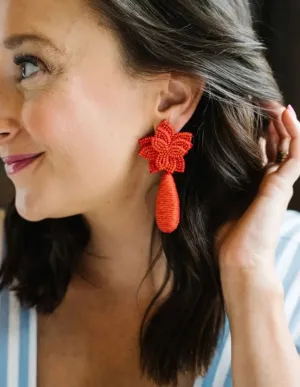 Flora Dangle Earrings  Ruby Red