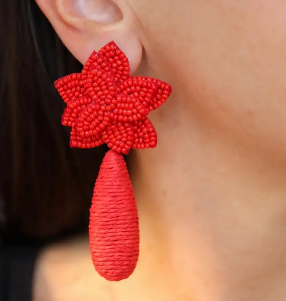 Flora Dangle Earrings  Ruby Red