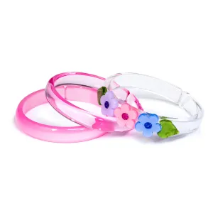 Flower Trio Bangle Bracelets
