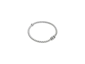 Fope Eka 18k White Gold Flex'It Bracelet with Rhombus-set Diamonds .12ctw - Size Small