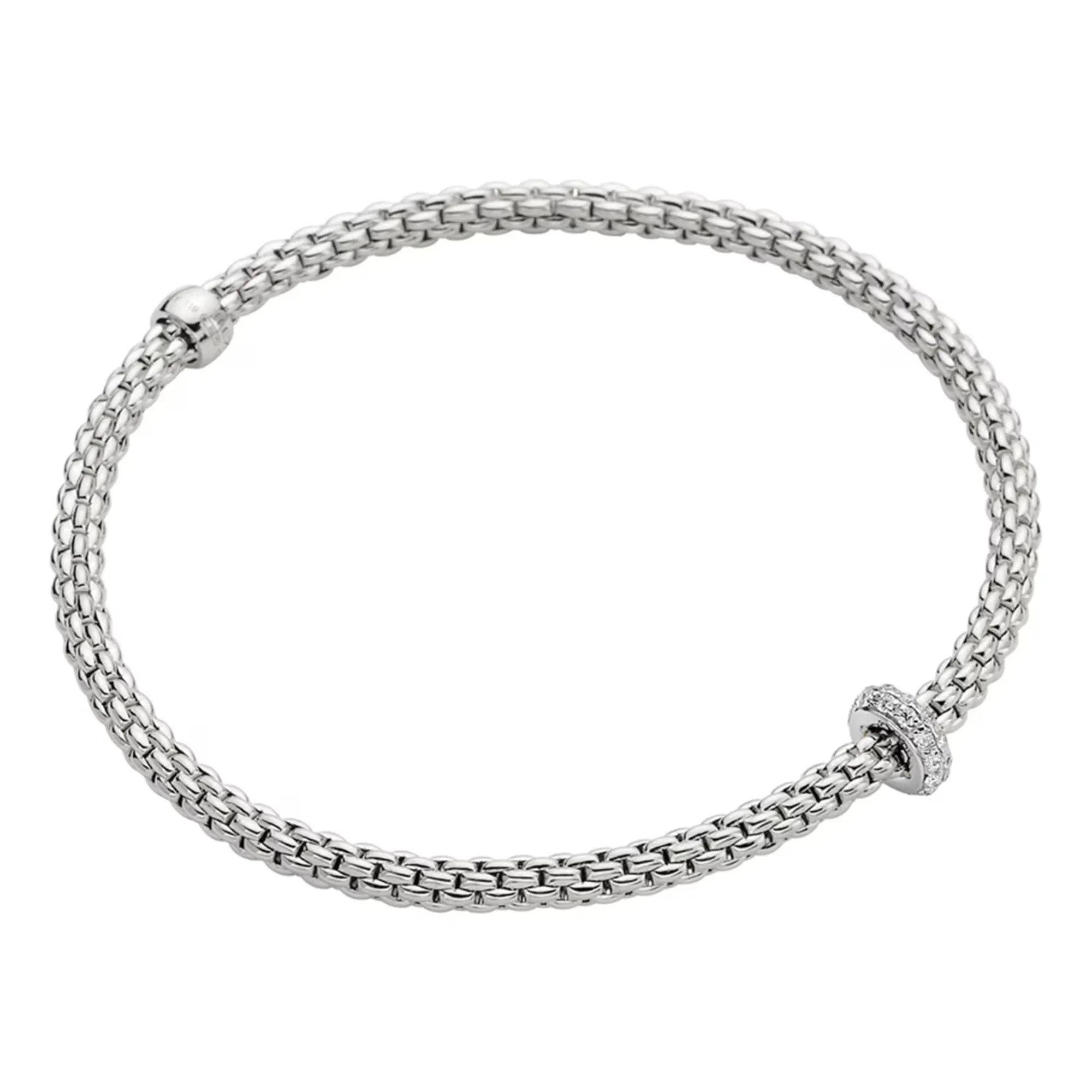 Fope Prima 18k White Gold Flex'It Bracelet with Diamonds