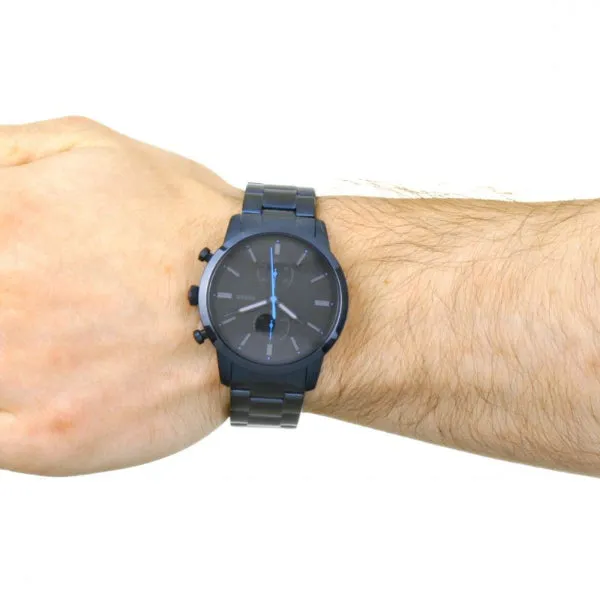 Fossil Townsman Blue Stainless Steel Black Dial Chronograph Quartz Watch for Gents - FS5345