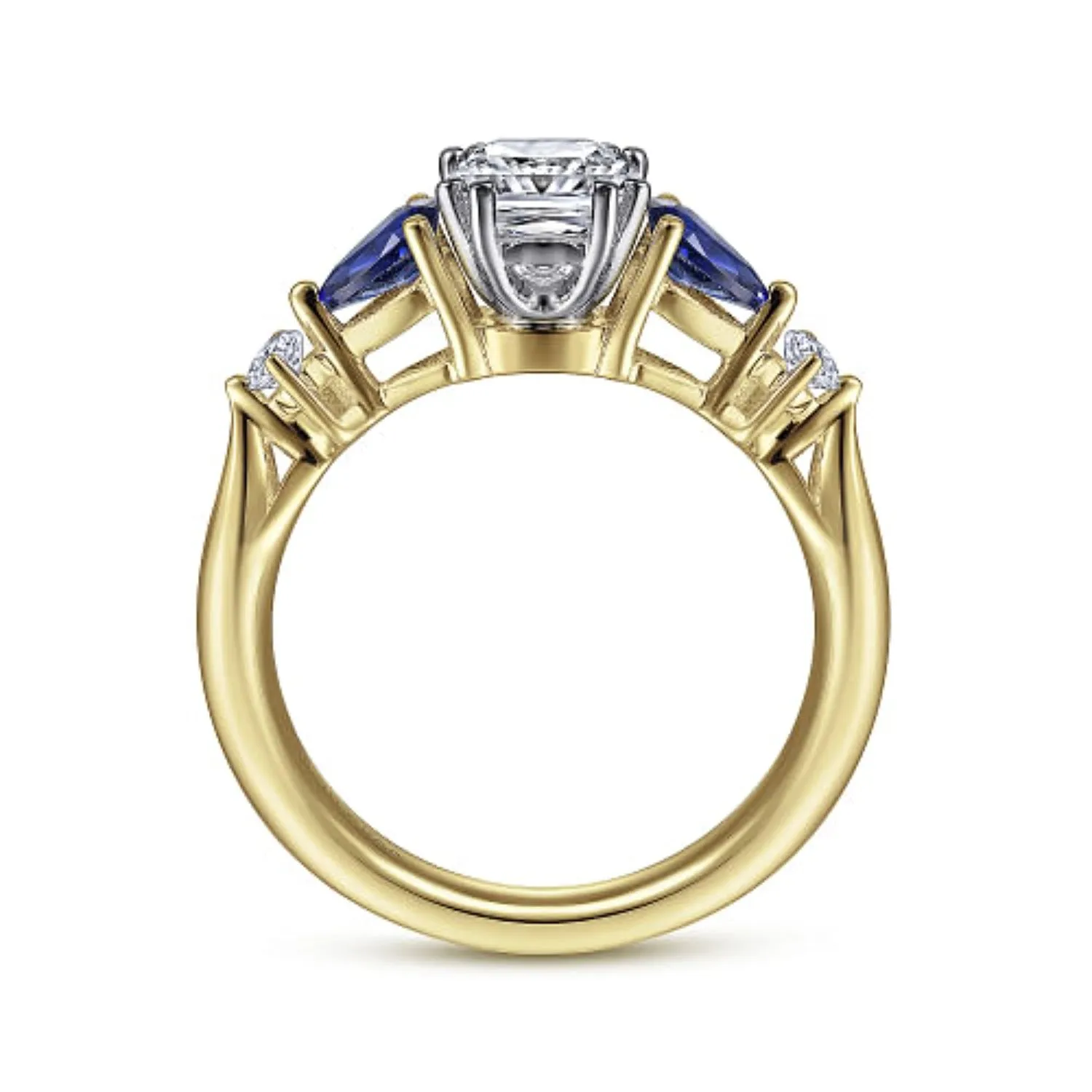 Gabriel & Co. "Carrie" Blue Sapphire Pear Cut Side Engagement Ring