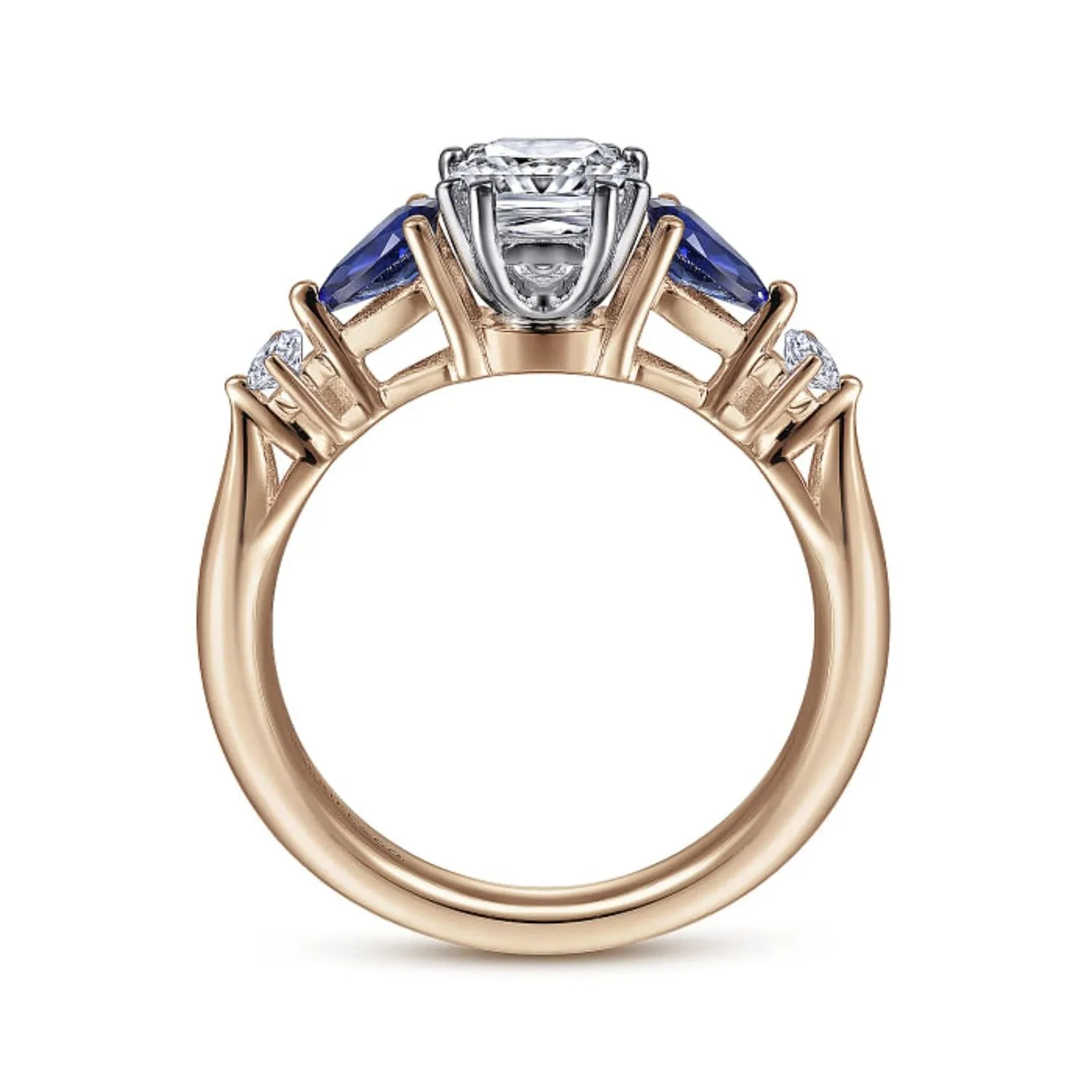 Gabriel & Co. "Carrie" Blue Sapphire Pear Cut Side Engagement Ring