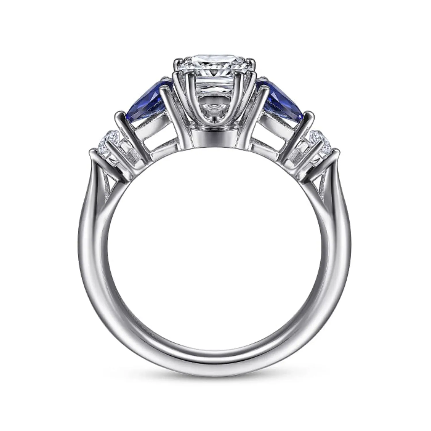 Gabriel & Co. "Carrie" Blue Sapphire Pear Cut Side Engagement Ring