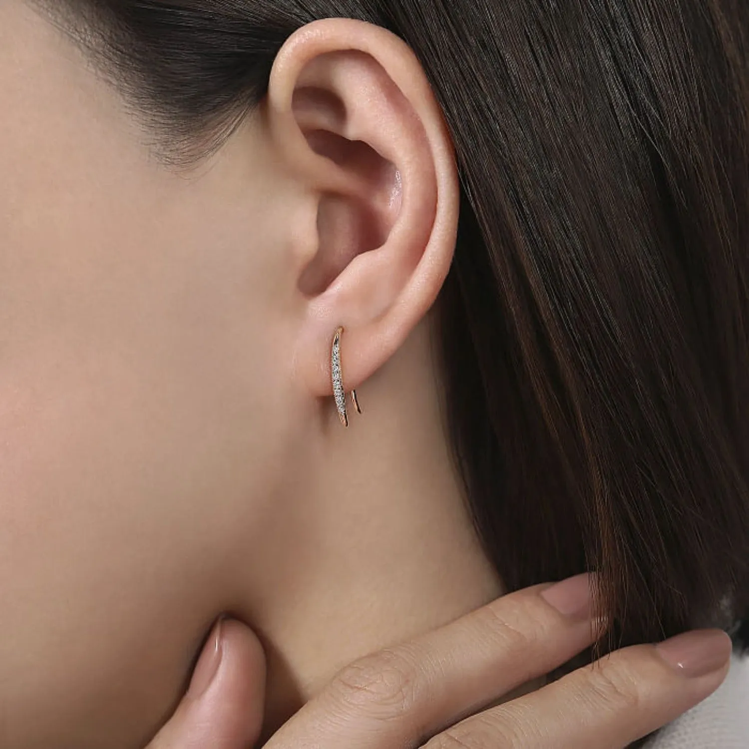 Gabriel & Co. Tapered Diamond Fish Wire Earrings