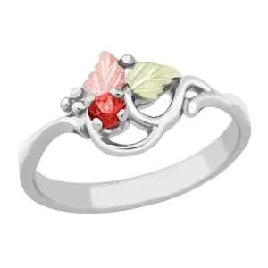Garnet Foliage - Sterling Silver Black Hills Gold Ring