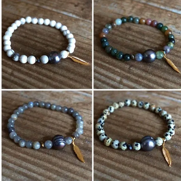 GEMSTONE & NATURAL PEARL BRACELETS