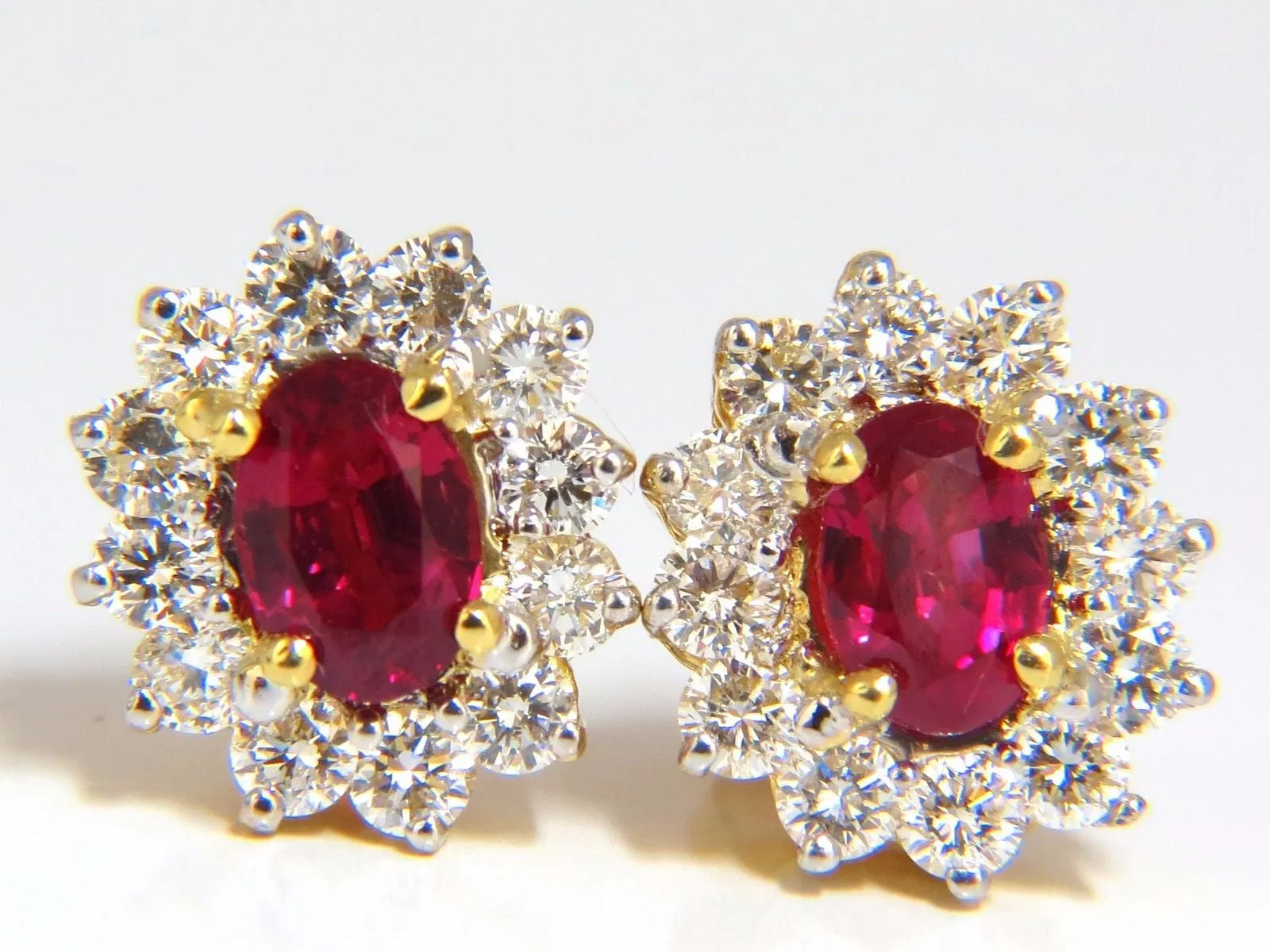 GIA Certified 3.68ct. Natural ruby diamond earrings 18kt