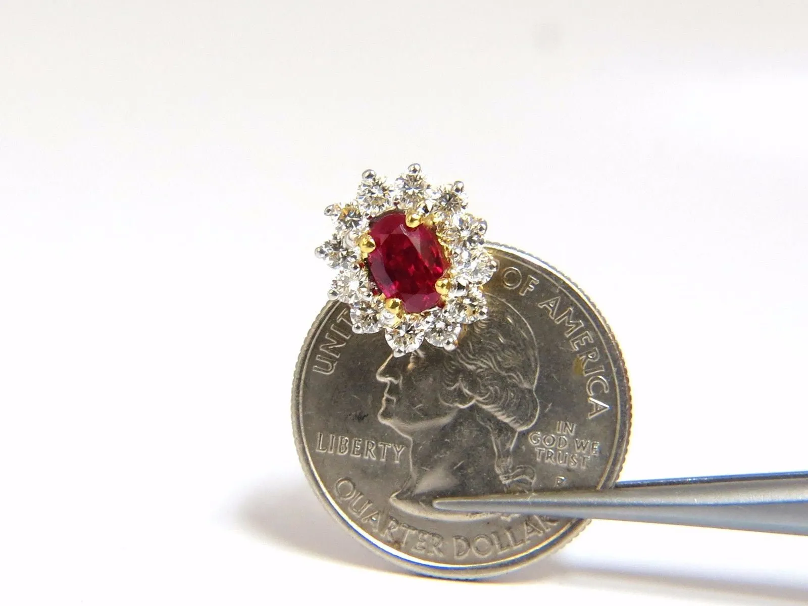 GIA Certified 3.68ct. Natural ruby diamond earrings 18kt