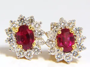 GIA Certified 3.68ct. Natural ruby diamond earrings 18kt