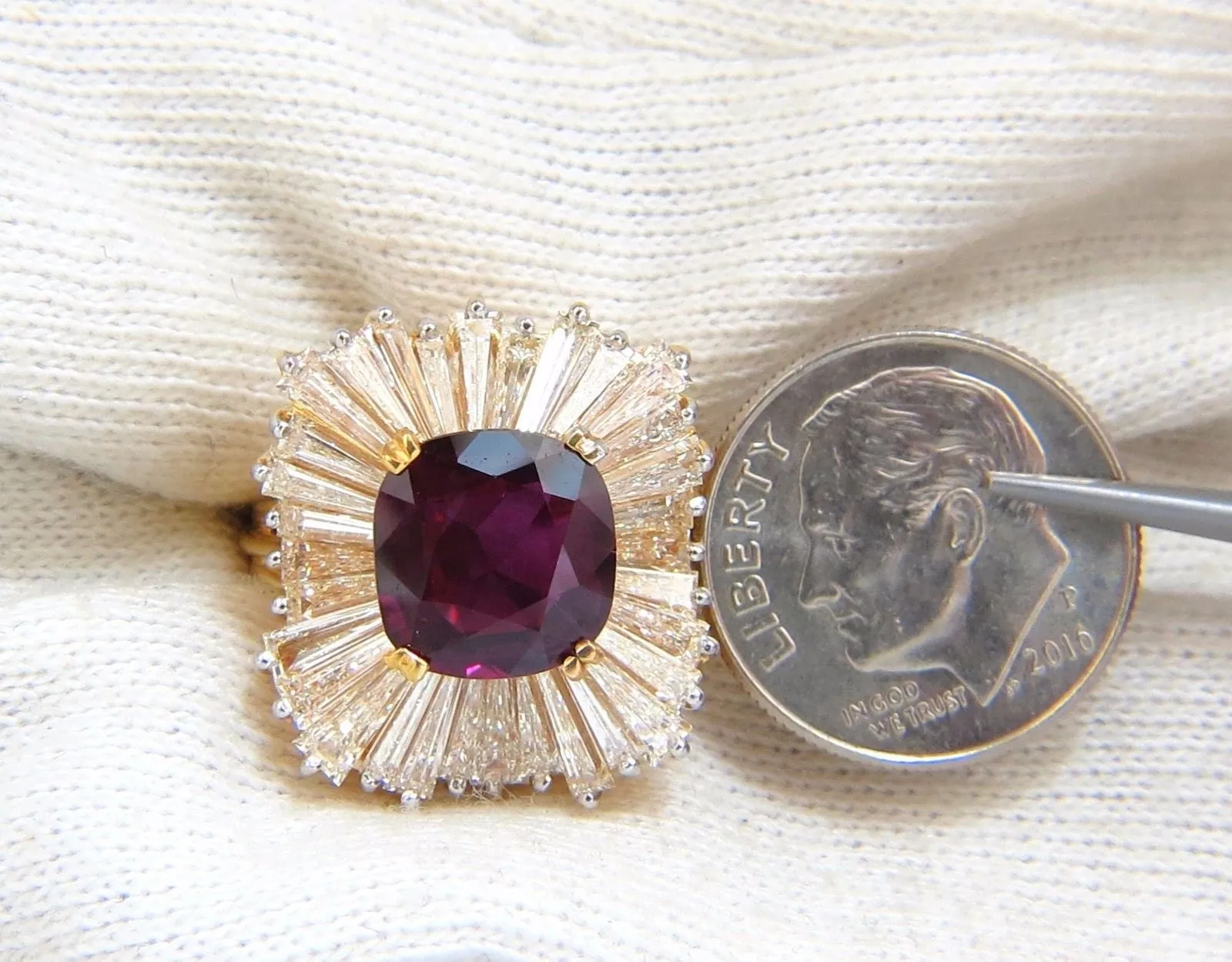 GIA Certified 5.08ct. Natural Ruby Diamonds ring 18kt Ballerina Prime
