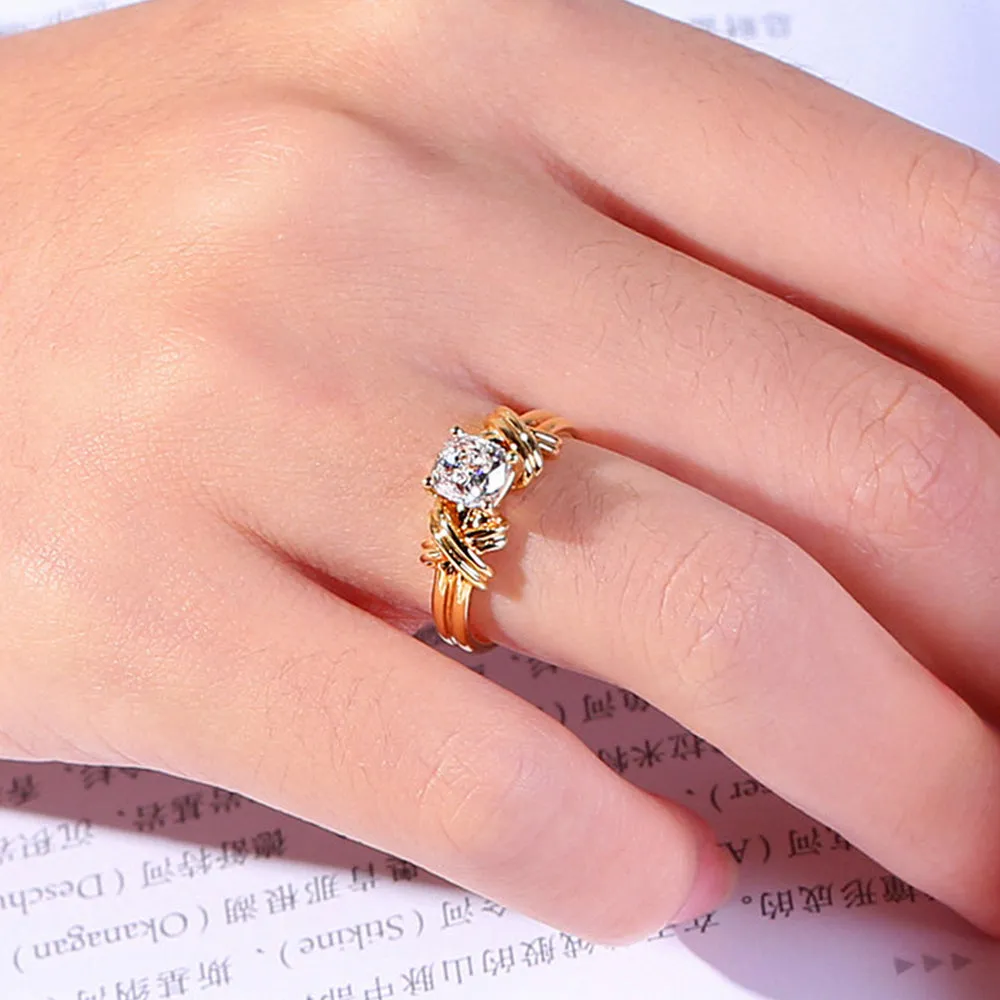 GIA Cushion Cut Diamond Engagement Ring with Cross Band