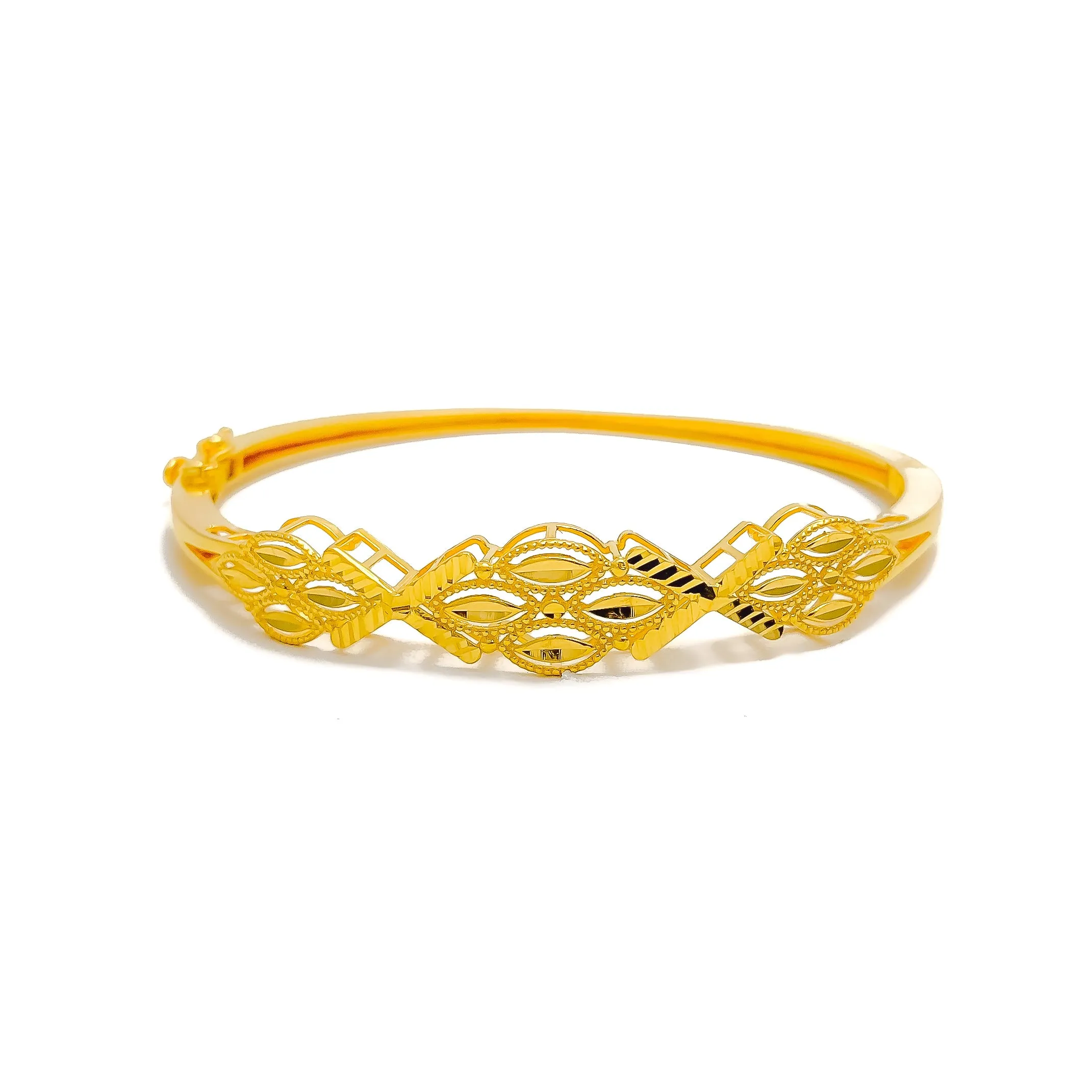 Glamorous Edgy 22k Gold Shiny Bangle Bracelet
