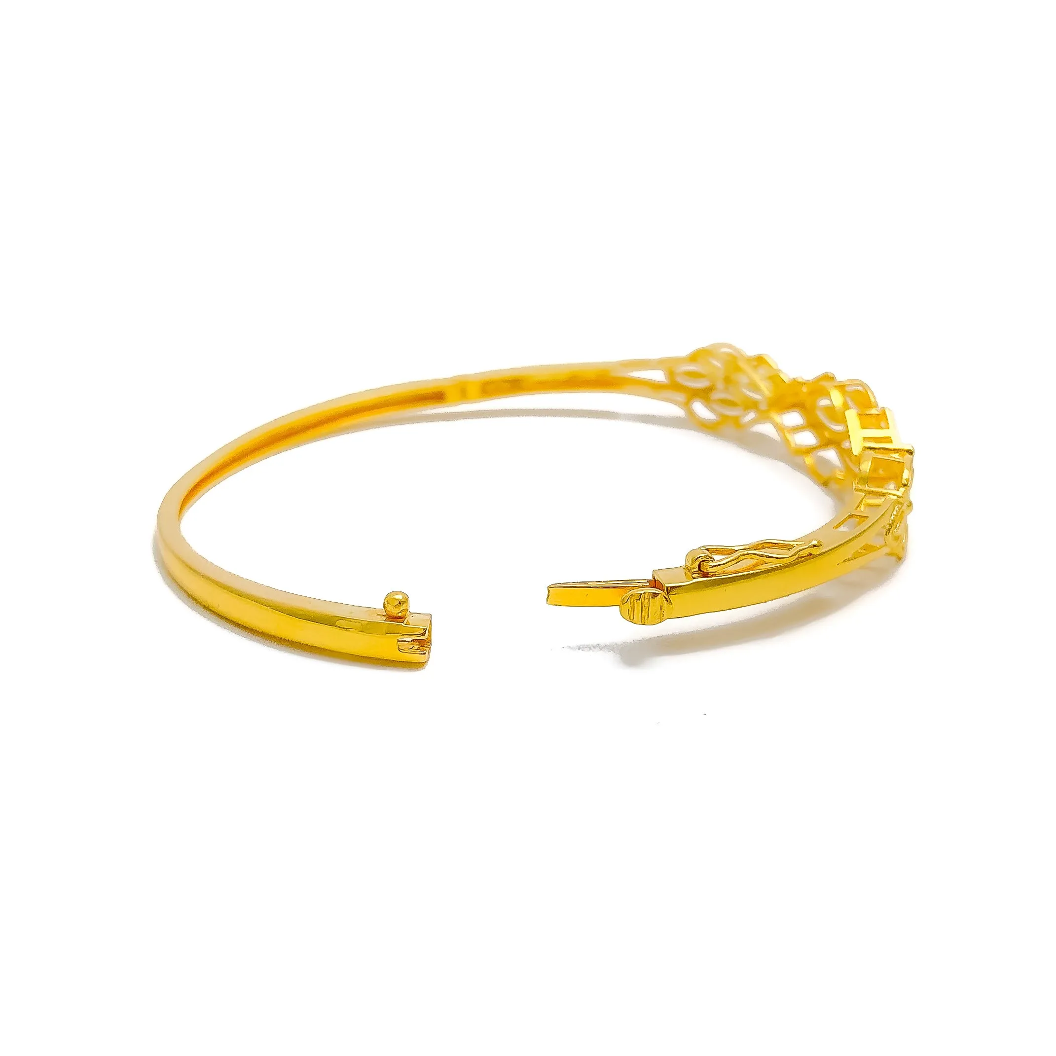 Glamorous Edgy 22k Gold Shiny Bangle Bracelet