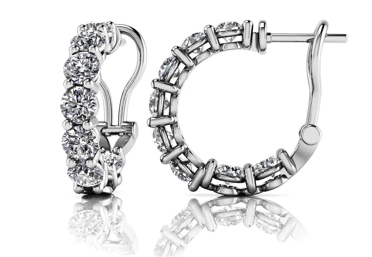 Glittering Lab-Grown Diamond Hoop Earrings with 4.00 ct.(finished) 4mm