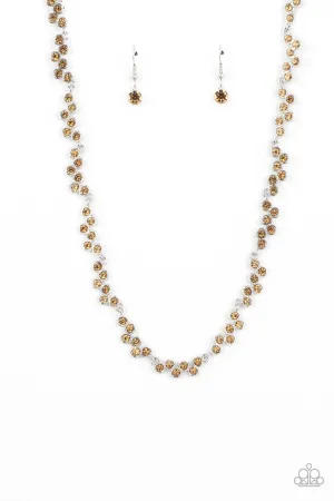 GLOWING Admiration - Brown - Rhinestone Tiny Heart Paparazzi Short Necklace