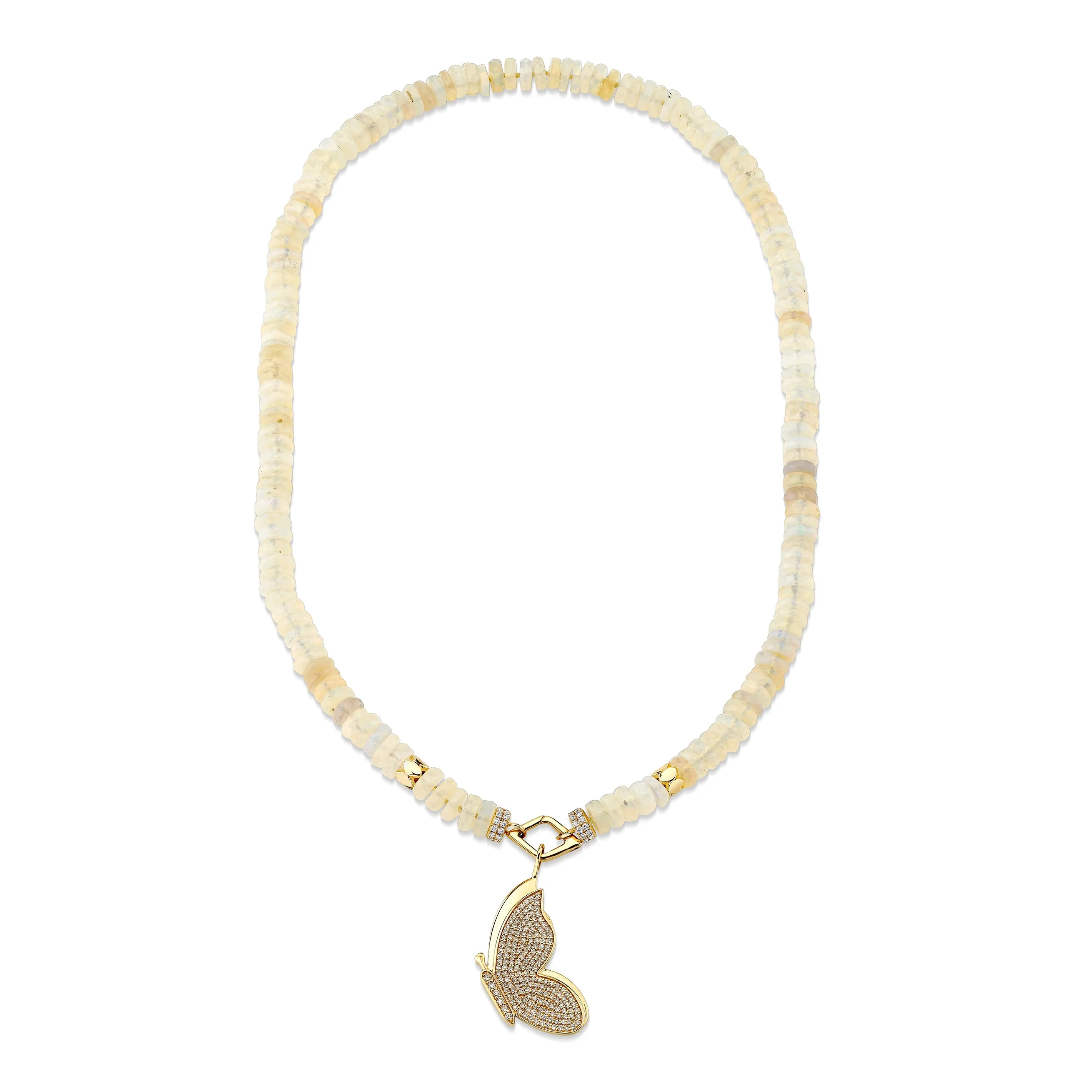 Gold & Diamond Butterfly Opal Necklace