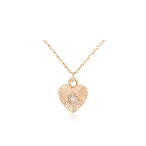 Gold & Diamond Fluted Heart Necklace