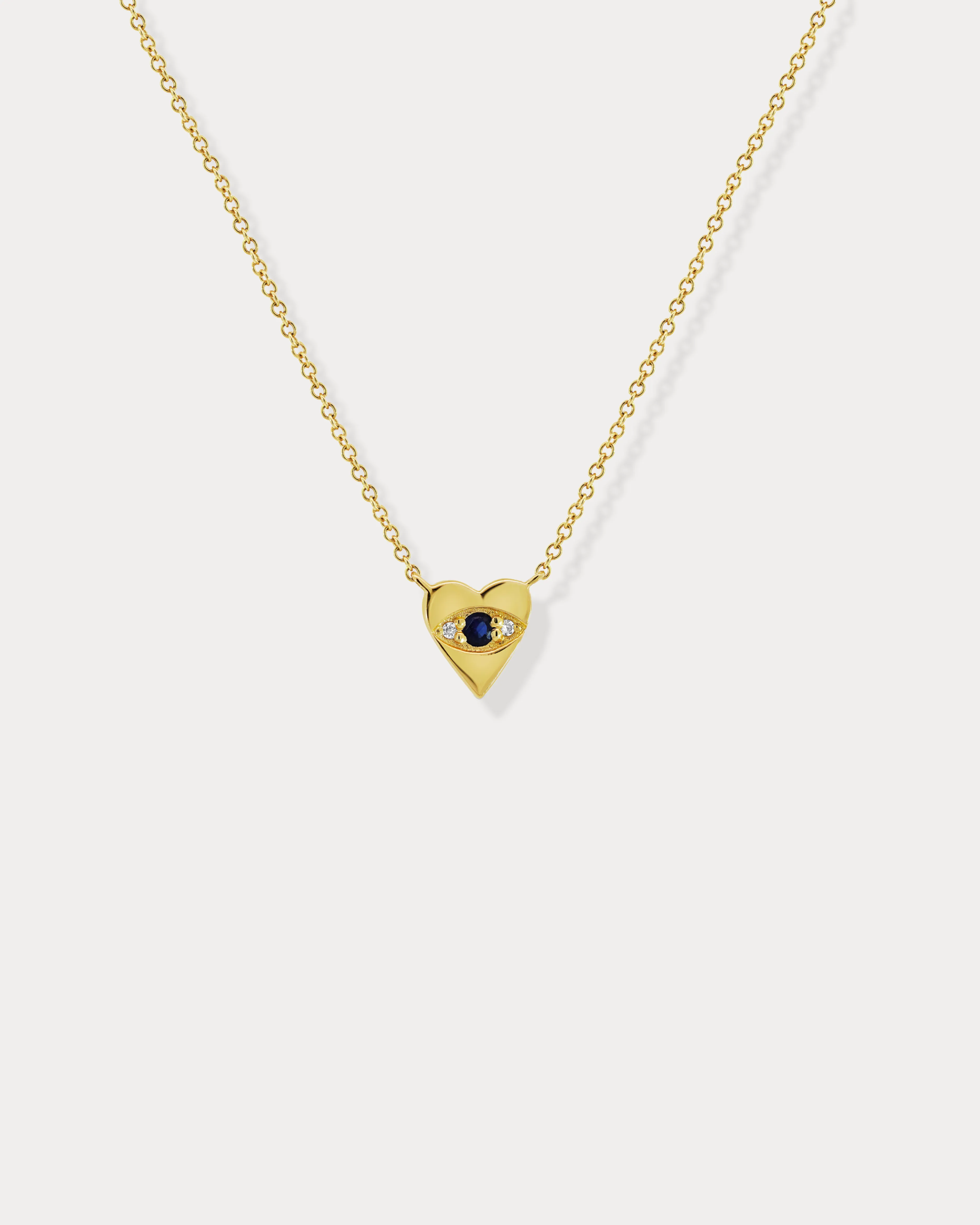 Gold & Diamond Heart Shaped Evil Eye Necklace