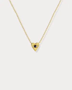 Gold & Diamond Heart Shaped Evil Eye Necklace