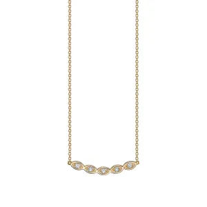 Gold & Diamond Marquise Eye Curved Necklace