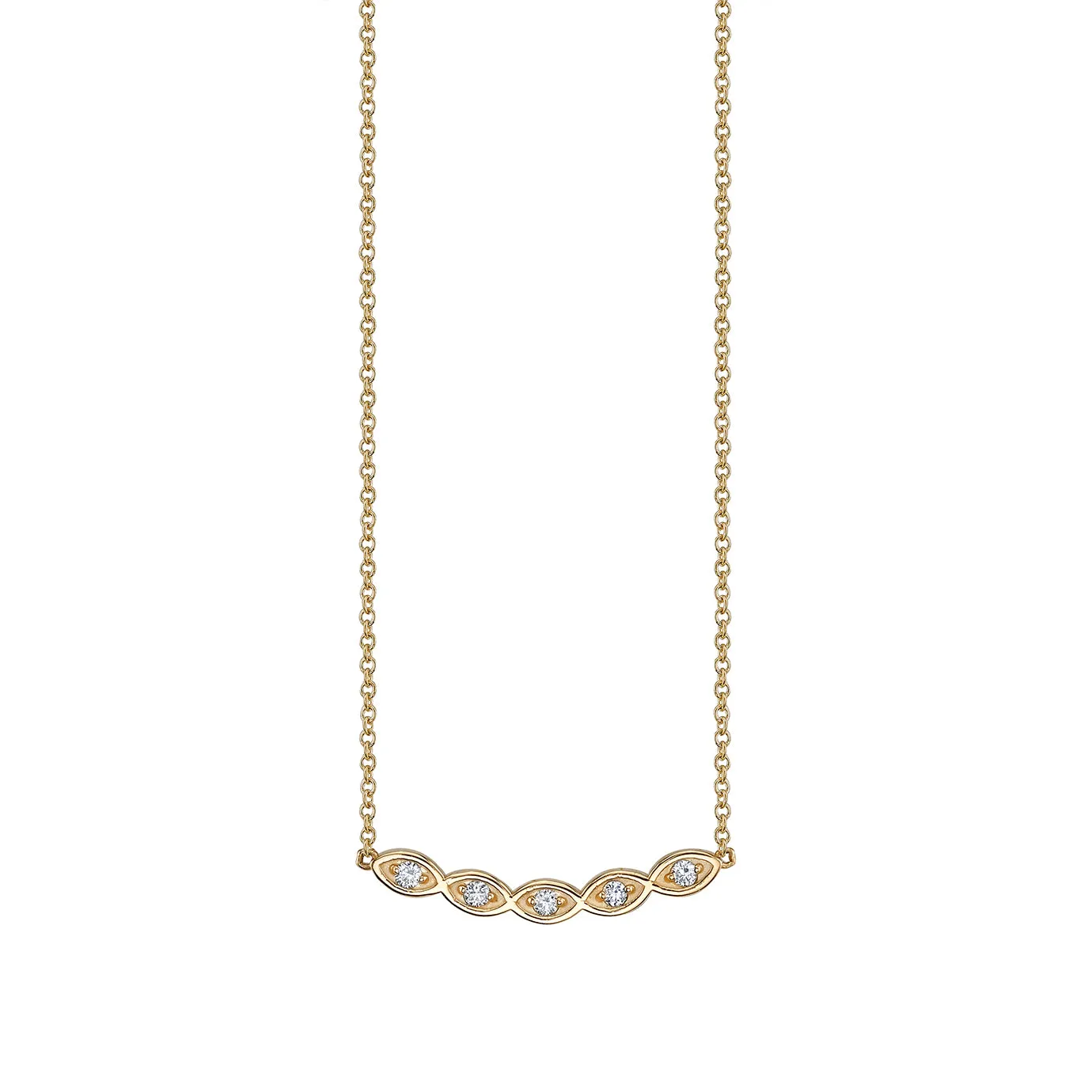 Gold & Diamond Marquise Eye Curved Necklace
