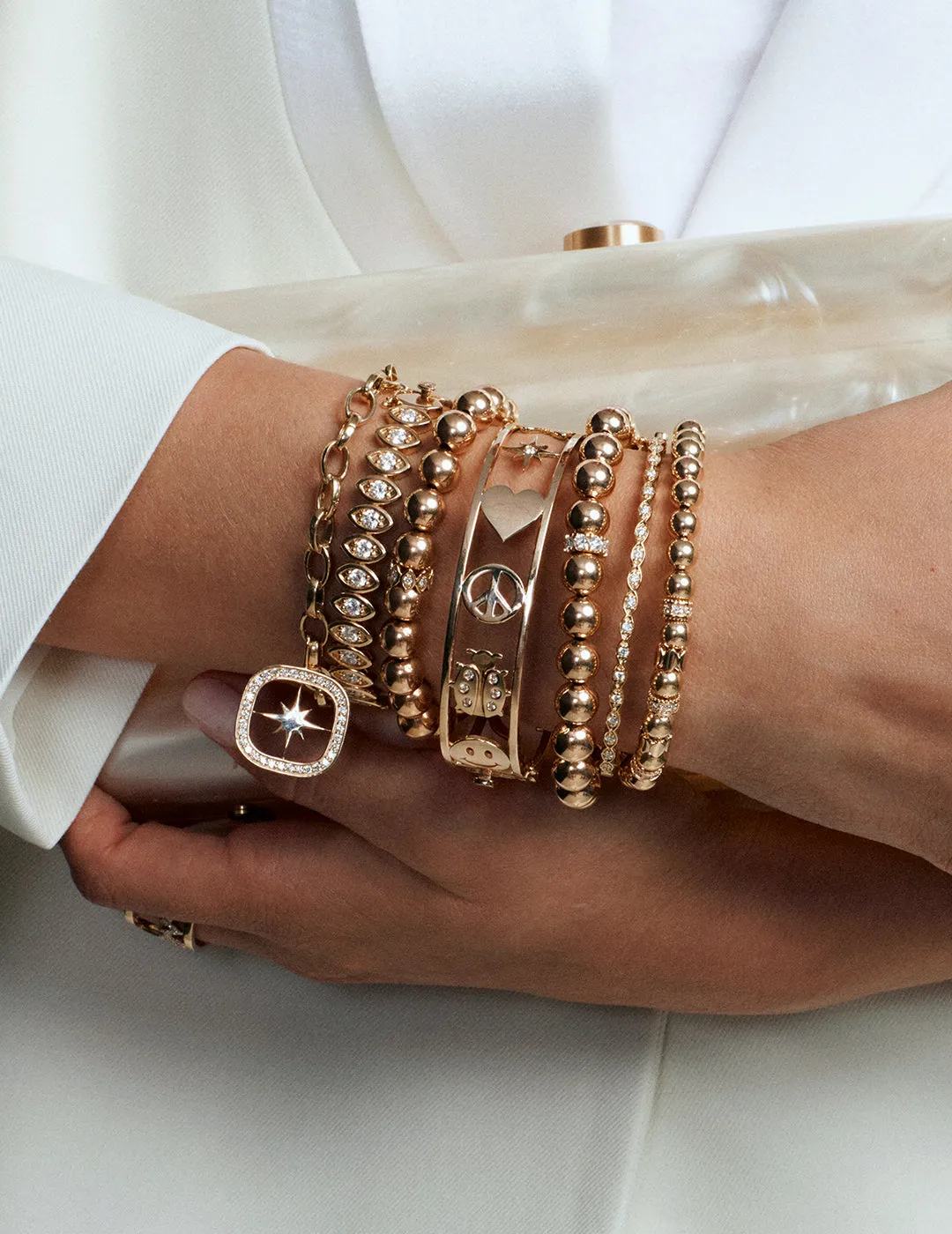 Gold & Diamond Rondelle on Gold Beads