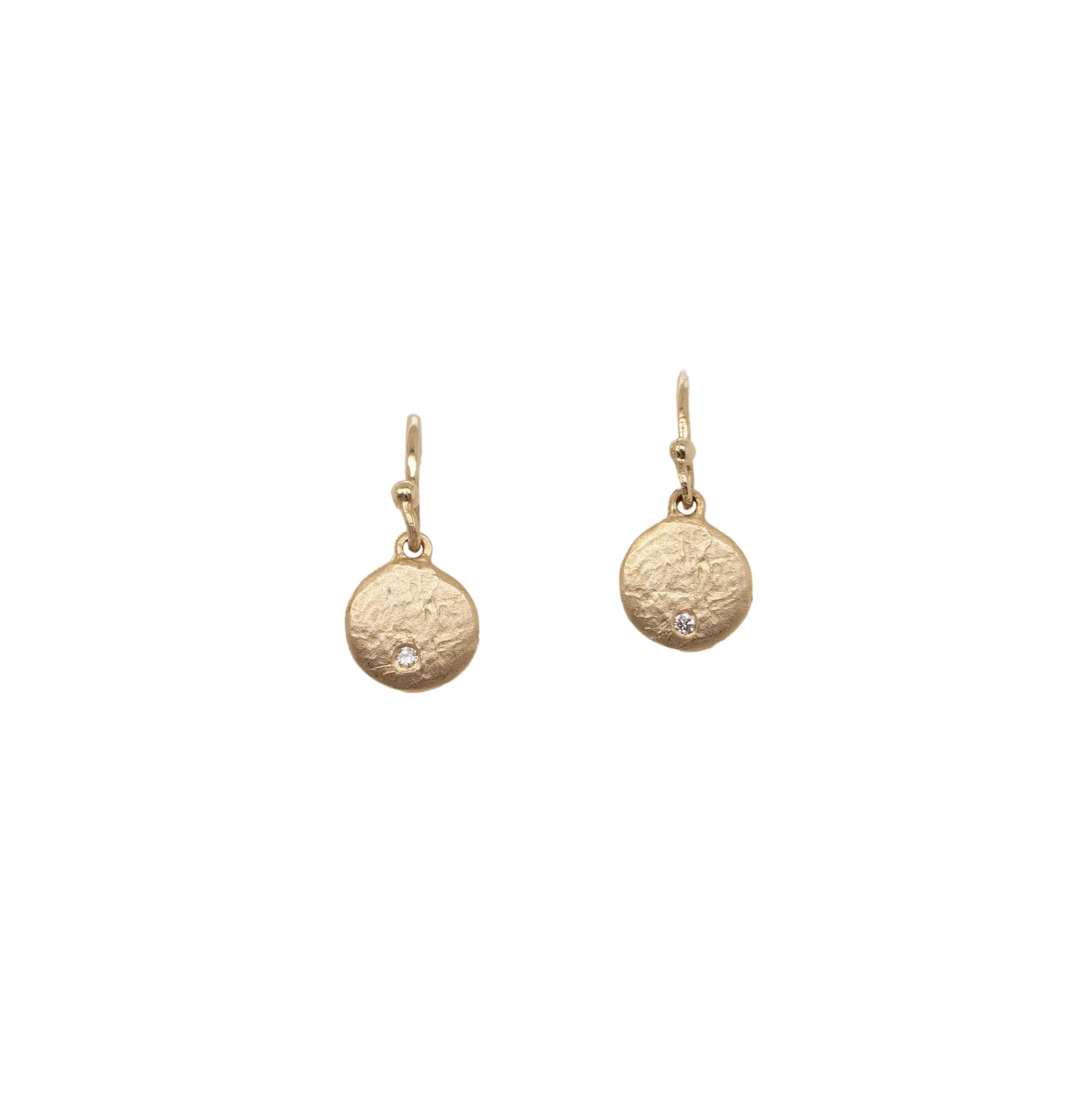 Gold and Diamond Disk Earrings