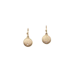 Gold and Diamond Disk Earrings