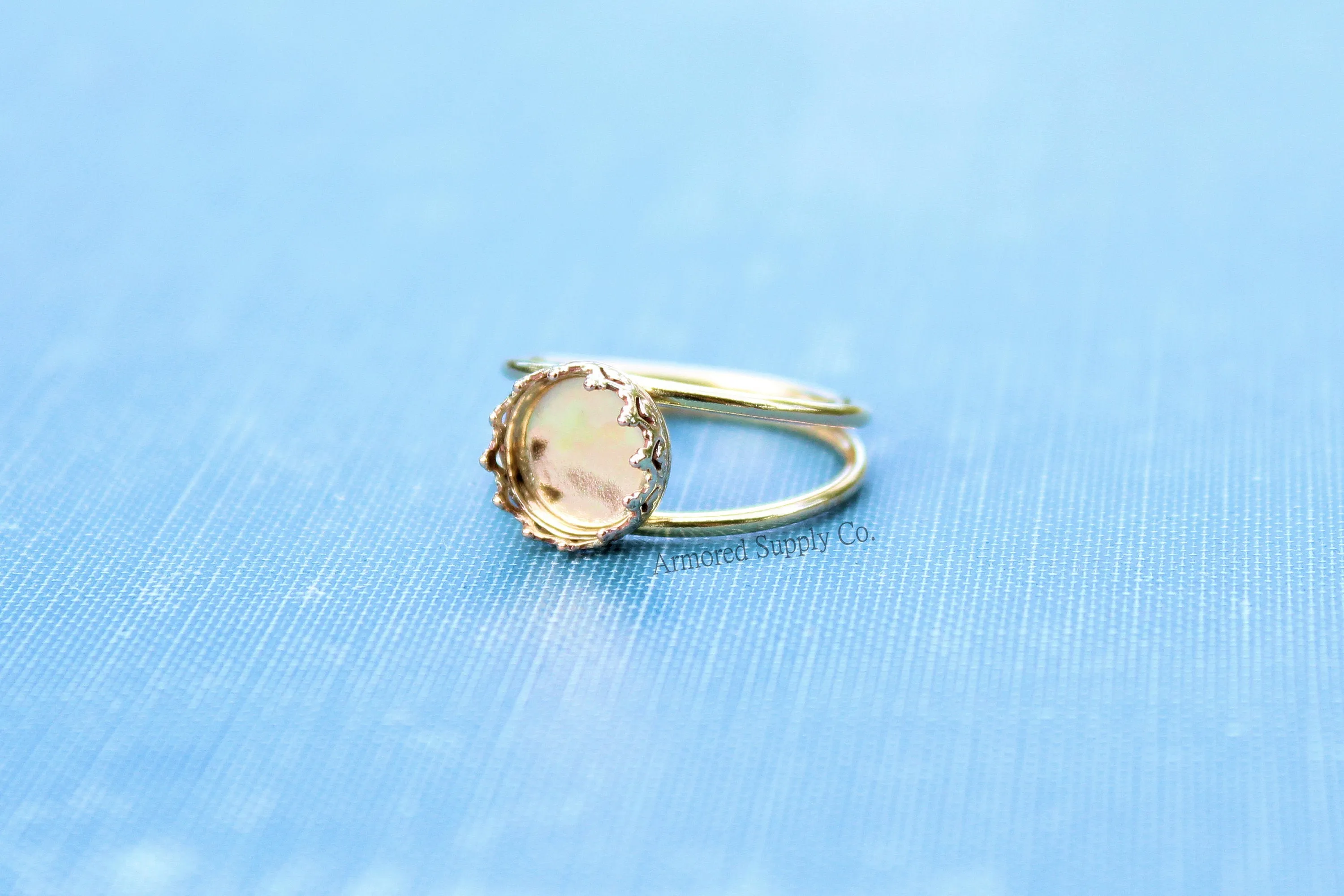Gold Double Band 12mm Crown Bezel Ring blank