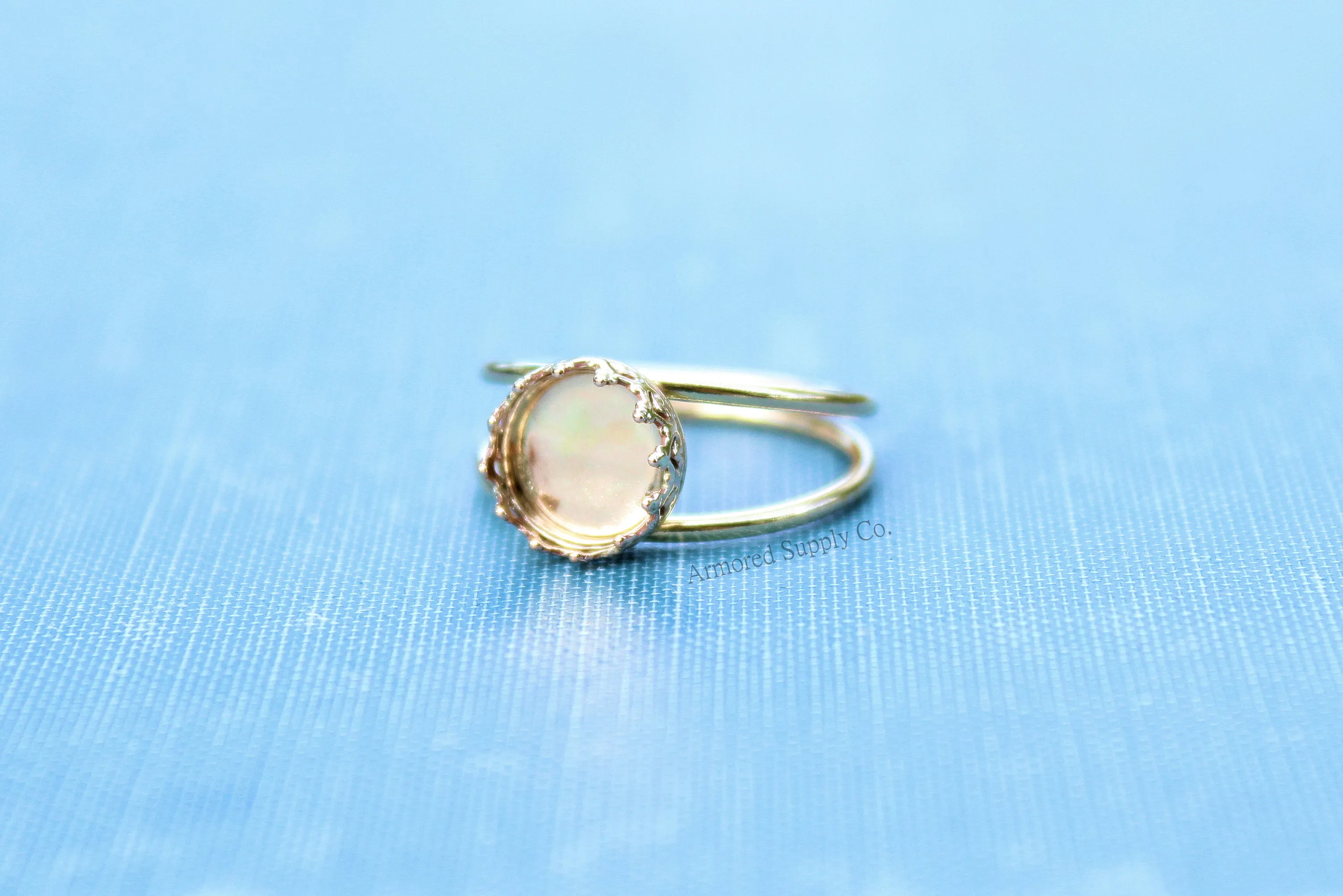 Gold Double Band 12mm Crown Bezel Ring blank