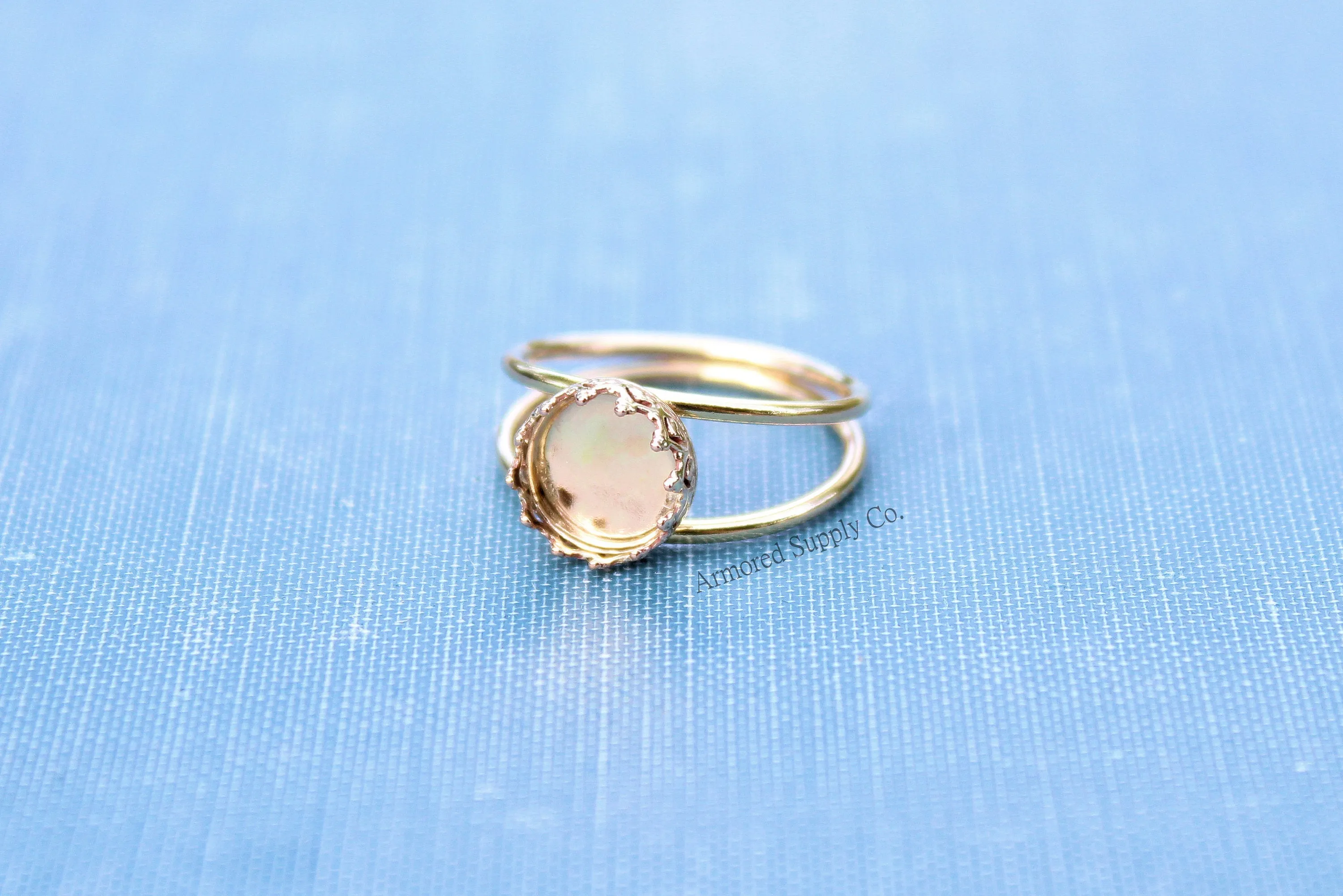 Gold Double Band 12mm Crown Bezel Ring blank