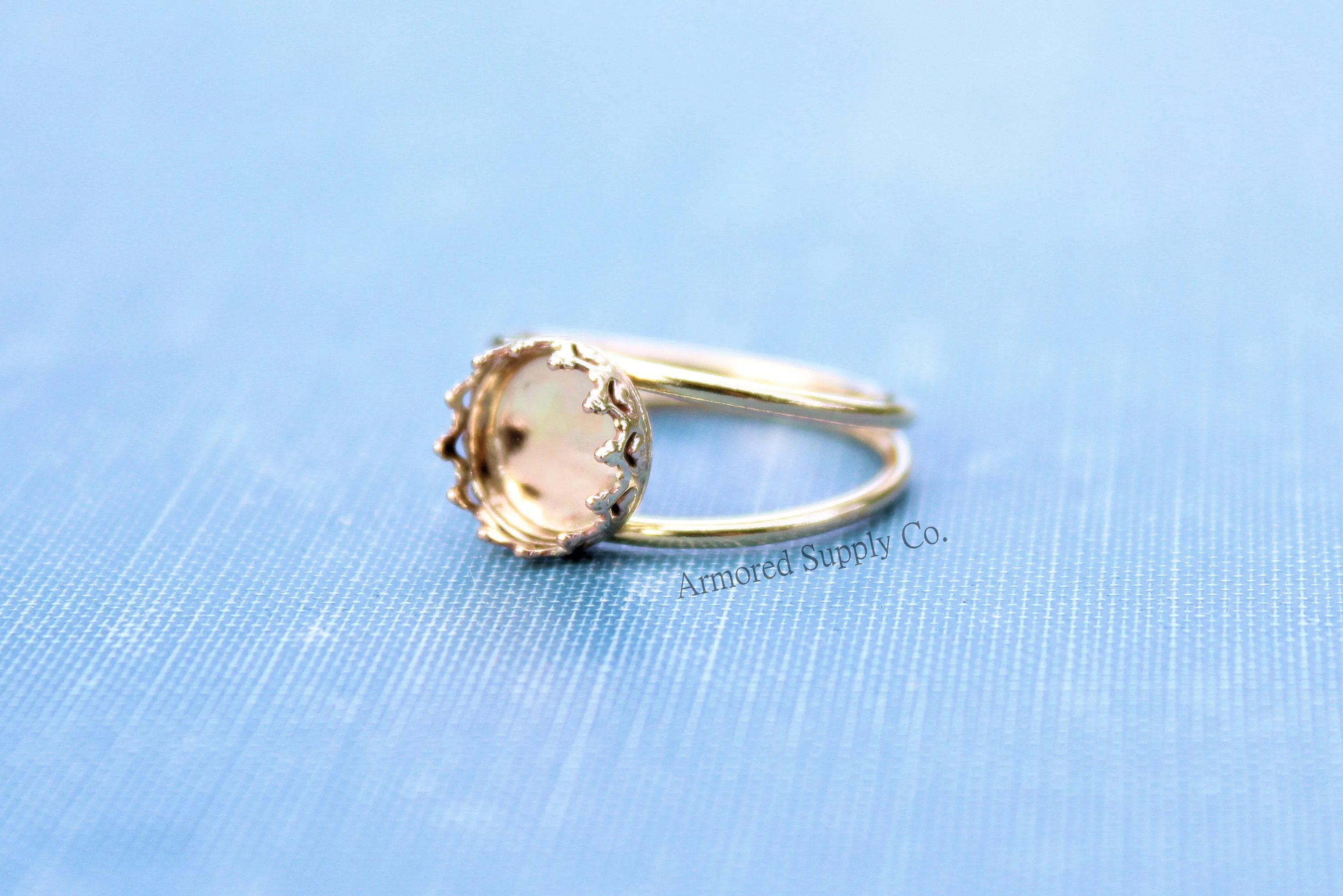 Gold Double Band 12mm Crown Bezel Ring blank