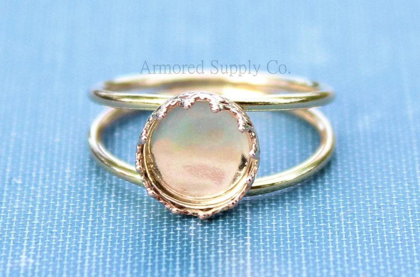 Gold Double Band 12mm Crown Bezel Ring blank