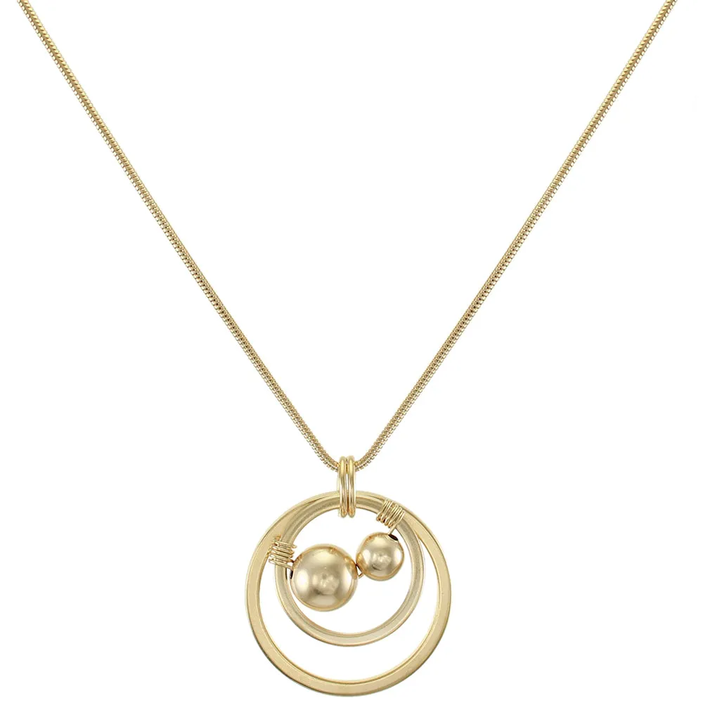 Gold Double Ring with Beads and Wire Wrapping Necklace