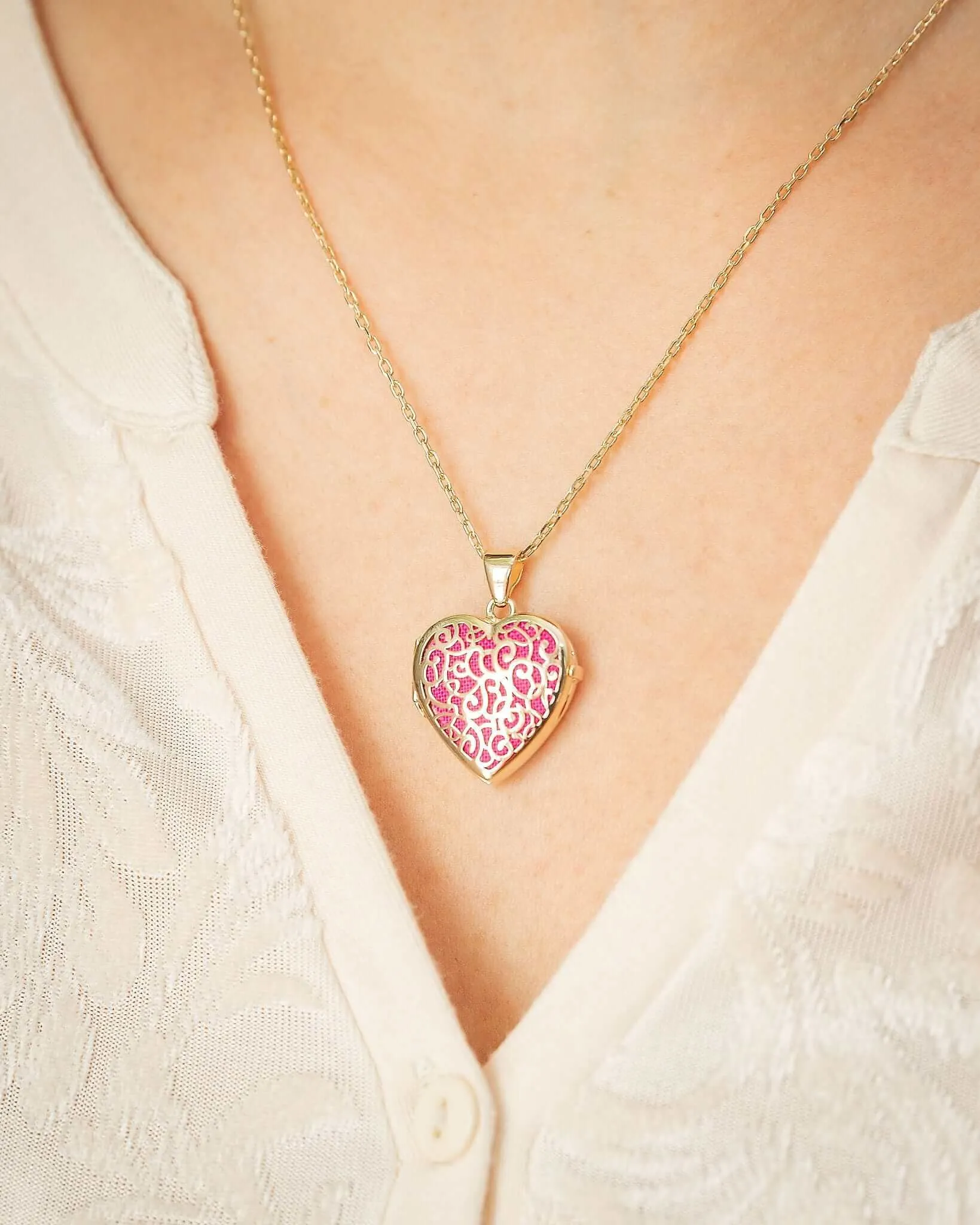 Gold Filigree Heart Locket Urn (14K)