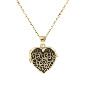 Gold Filigree Heart Locket Urn (14K)