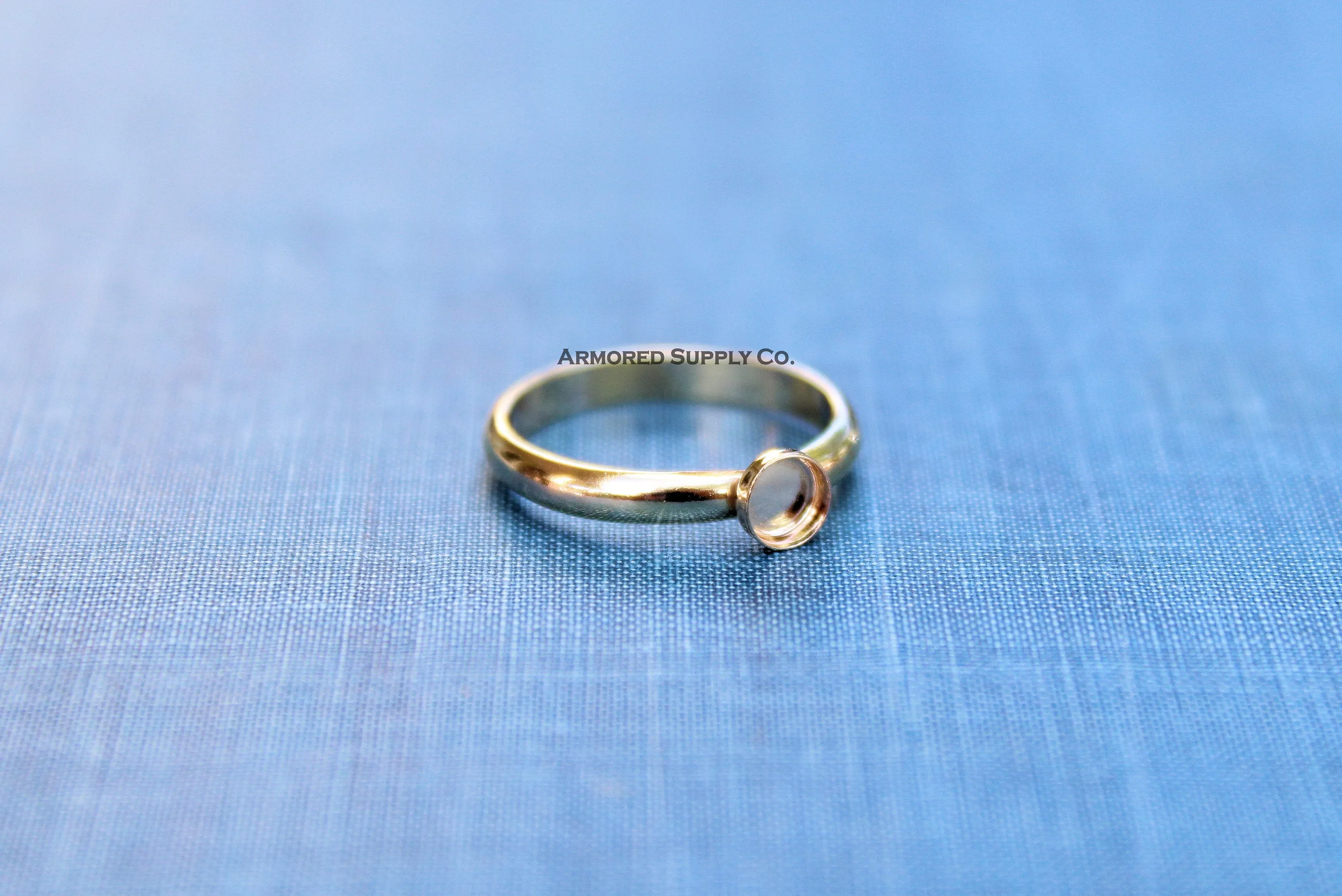 Gold Filled 3mm Bezel Cup Comfort Ring Band blank
