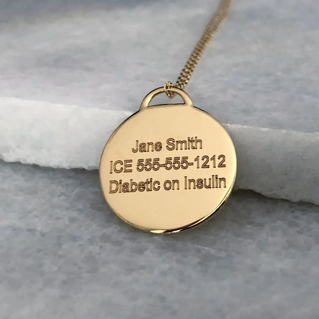 Gold Medical ID Necklace with Ruby