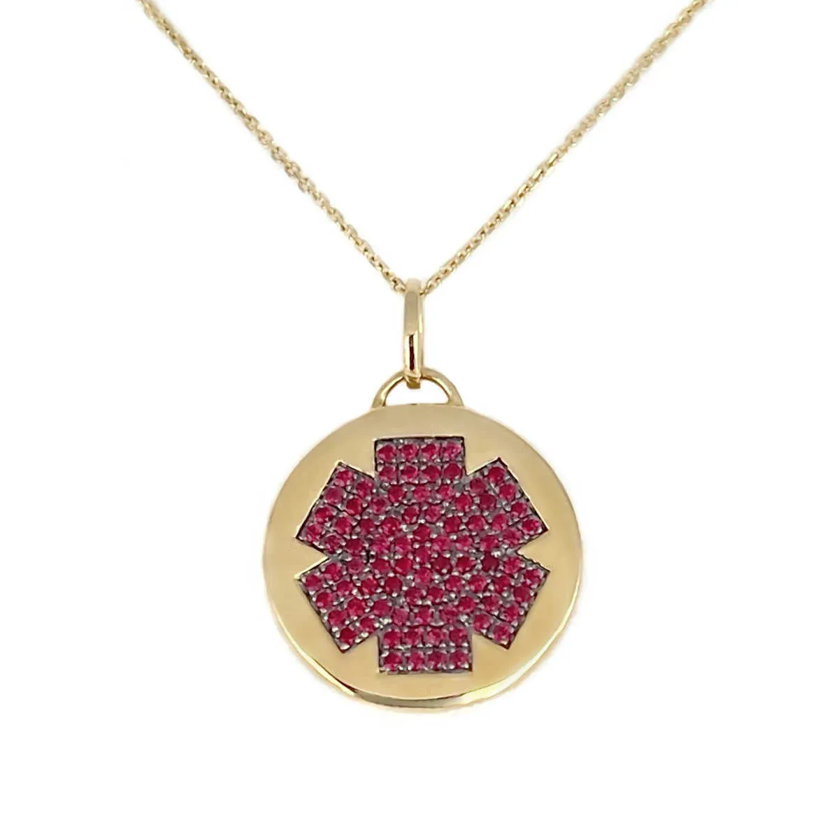 Gold Medical ID Necklace with Ruby