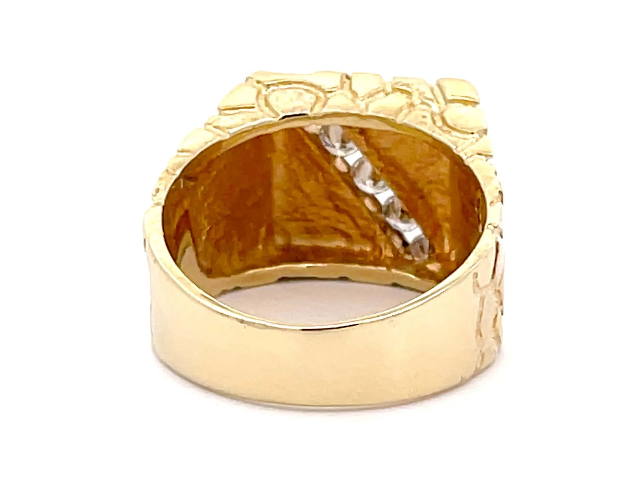 Gold Nugget Diamond Ring 14k Yellow Gold