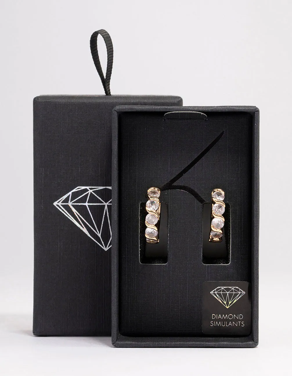 Gold Round Cubic Zirconia Huggie Earrings