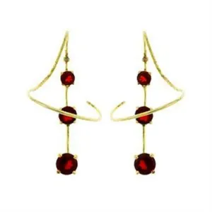 Gold Sterling Silver Earrings with AAA CZ in Ruby - Ships in 1 Day