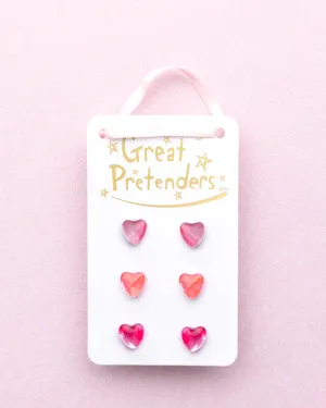 Great Pretenders Boutique Holo Heart Studded Earring Set