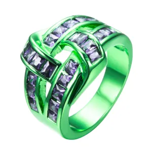 Green Gold Purple Zircon Ring