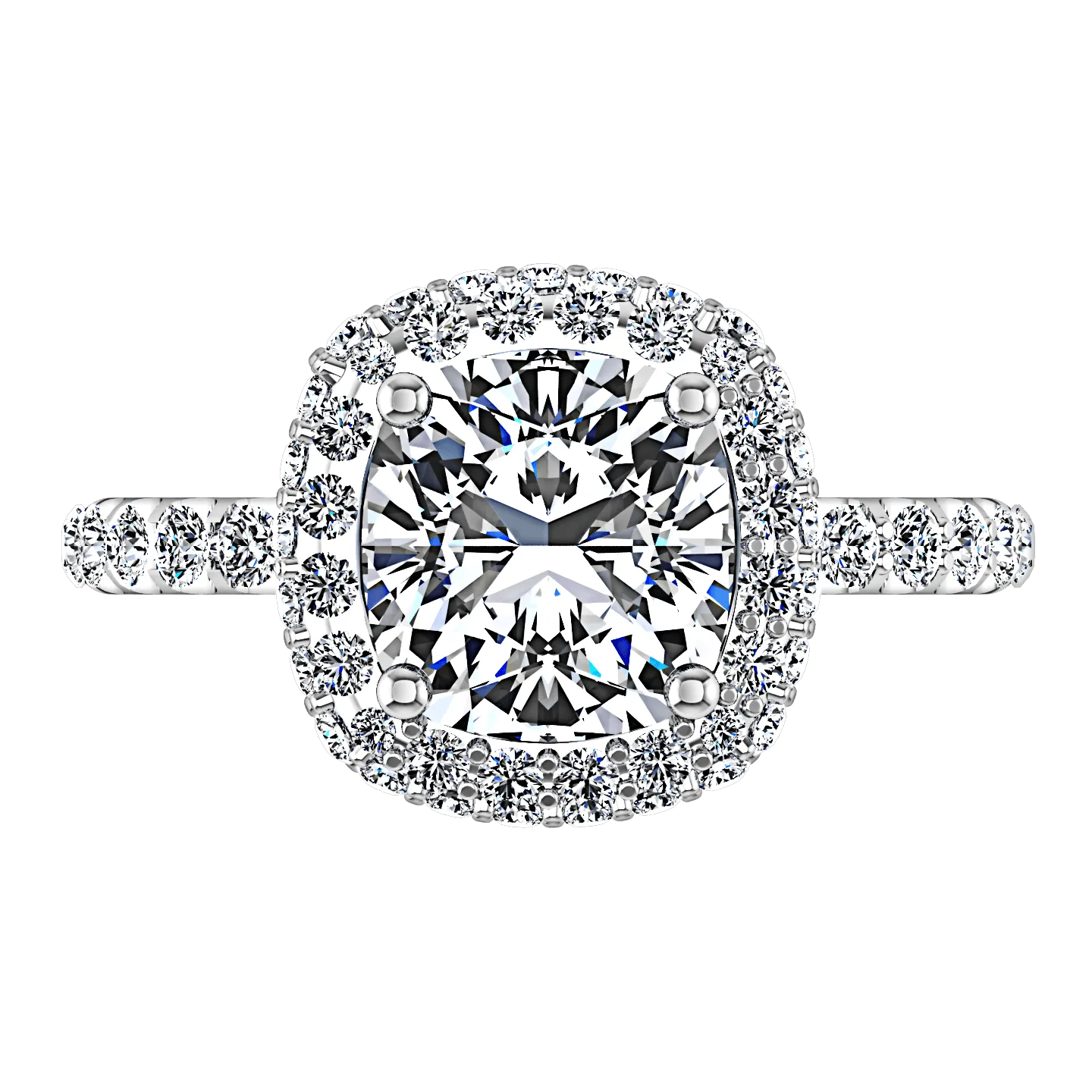 Halo Cushion Cut Diamond Engagement Ring Kristine 14K White Gold